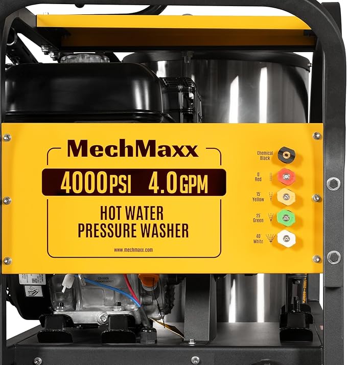 4000 PSI 4 GPM ZONSEN 459cc 15HP E-Start Gas Engine Power Hot Water Pressure Washer with Hose Reel, Model HPW40D