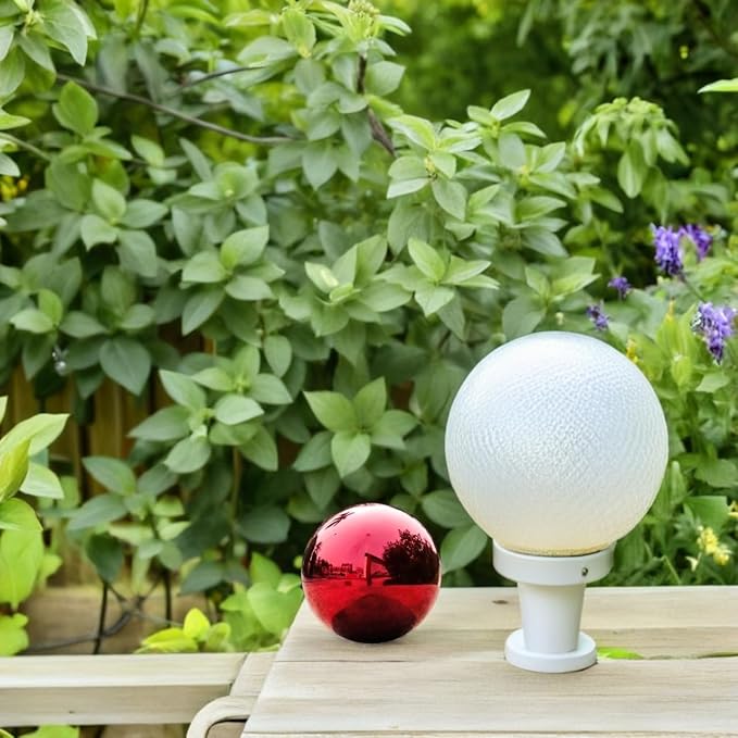 Toyvian Stainless Steel Mirror Reflective Ball: 5.3 Inch Polished Red Gazing Sphere Outdoor Garden Decoration Reflective Ornament