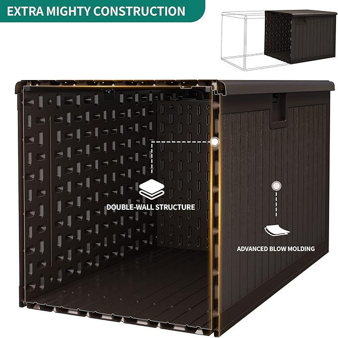 YITAHOME 150 Gallon Large Deck Box with Side Handles, Outdoor Double-Wall Storage for Patio Furniture Cushions, Garden Pool Accessories, Waterproof & Lockable