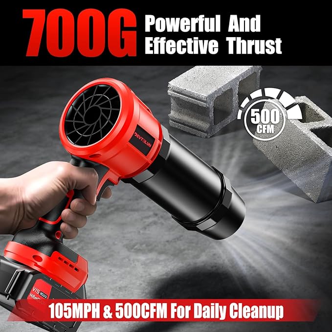 2025 Upgraded Cordless Leaf Blower with Extended Nozzle,600000RPM Turbo Jet Blower, Electric Small Blower with 2x4.0Ah Batteries,Lightweight Handheld Leaf Blower for Patio,Leaves,Snow,Car Cleaning