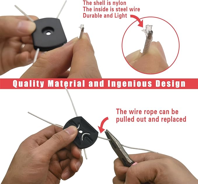 String Trimmer Head Electric Weed Trimmer Blade Replacement Steel Wire Line Trimmer Spool Wire Weed Trimmer Head Weed Wacker Attachment for Cordless Grass Trimmers (10Pcs, Bore 0.2inch/5.5mm)