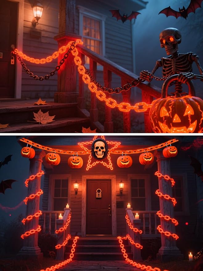 Halloween Battery Lights – 10Ft 160 LED Chain, Waterproof with 8 Modes & Timer