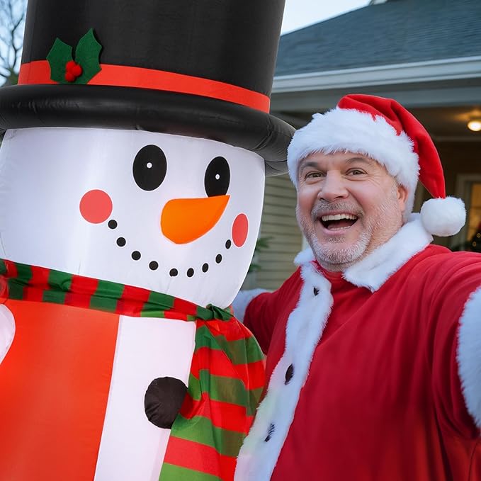 8 FT Christmas Inflatable Snowman Outdoor Decoration, Giant Christmas Blow Up Outdoor Decor Waterproof with Built-in Bright LED Lights for Yard Garden Patio Lawn