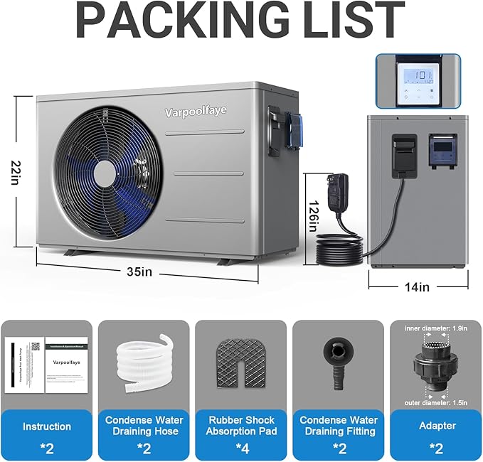 40000 BTU Swimming Pool Heat Pump, 12,000 Gallon Electric Pool Heater Above and Inground Pool,WiFi App Control, Heating or Cooling Pool Heater 220V/60Hz