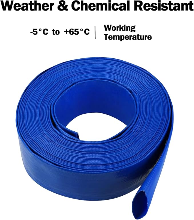 Eastran 3”Diameter x 50ft Blue Backwash Hose for Swimming Pools, 5 inch Width When Pool Hose Lay-Flat,Heavy Duty Discharge Hose Reinforced Pool Drain Hose,Draining Hoses Ideal for Water Transferring