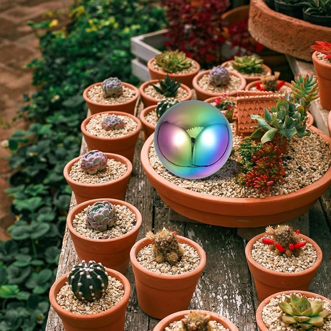 Stainless Steel Ball Stainless Steel Gazing Ball Globe Mirror Multi Color Mirror Reflective Garden Sphere for Outdoor Decor 15Cm