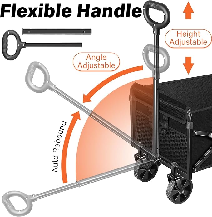 Wagons Carts Foldable - 360Lbs Collapsible Wagon Cart with Wheels Portable - Folding Wagon Lightweight for Camping, Sports, Travel, Picnic, Groceries, Shopping