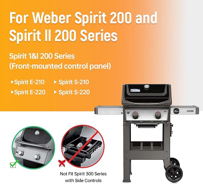 Spirit E-210 Grill Replacement Parts for Weber Spirit E-210 Grill Replacement Parts Spirit I & II 200 Series GS4 E210 S210 E220 Grill Parts, 7635 Flavorizer Bars 69785 Grill Burner, Porcelain Steel