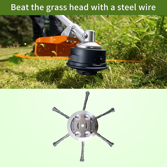 QNHMPW 2PCS Steel Wire Grass Trimmer Head，6 Inch Universal Steel Wire Weed Trimmer Head，for Electric & Cordless String Trimmers，Applicable to Most Lawn Mower