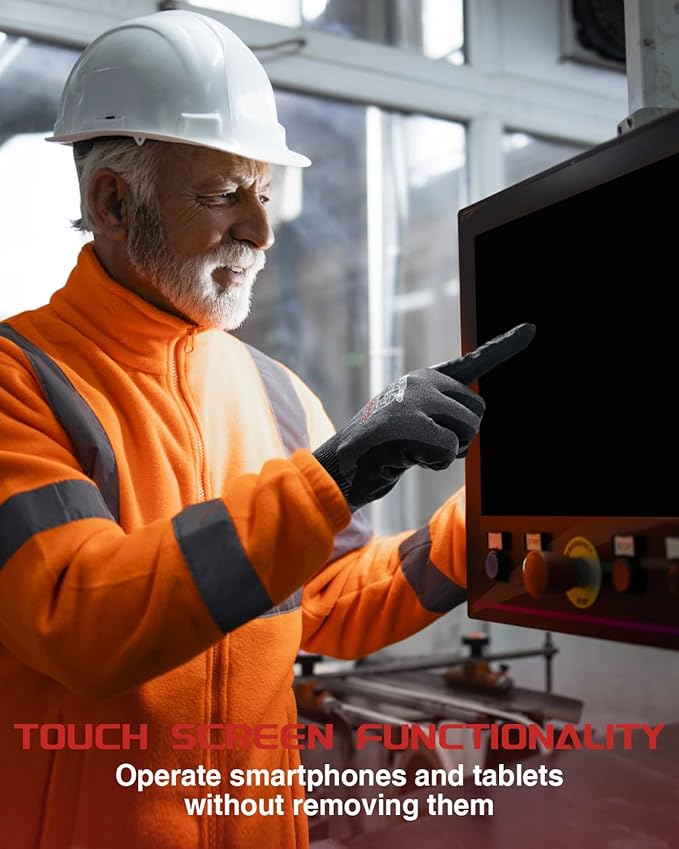 A9 Cut Resistant Work Gloves, 18 Gauge Ultra-light Foam Nitrile Coated Touchscreen ANSI A3 A4 A6 A9 Cutting Glove