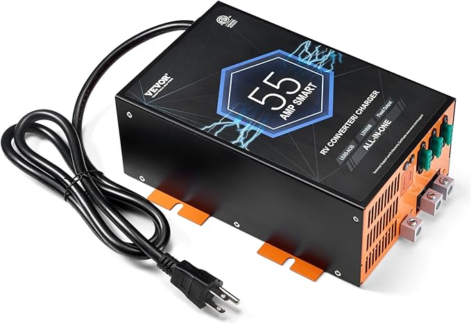 VEVOR RV Converter, 55 Amp, 110V AC to 12V DC RV Power Converter Battery Charger with 4 Stage Smart Charging 13V to 16.5V Adjustable Operating Range, Compatible with Lithium Lead Acid Battery, ETL