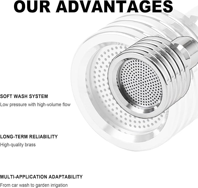 Pressure Washer Nozzle Tips for Soft Wash System, Power Washer Shower Nozzle for Car Washing and Garden Watering, Pressure Spray Head, 1/4” Quick Connect Sprinkler