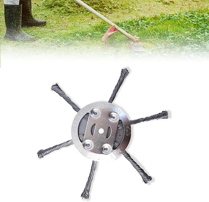 6 Inches Steel Wire Grass Trimmer Head, 2025 New Wire Trimmer Head Replacement for Electric Battery Powered Cordless String Trimmer（ 6 Blade (1)