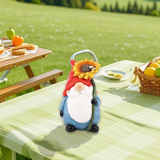 TZSSP Outdoor Garden Gnome Statue Statuary with Yellow Sunflower for Patio,Lawn,Garden Decoration