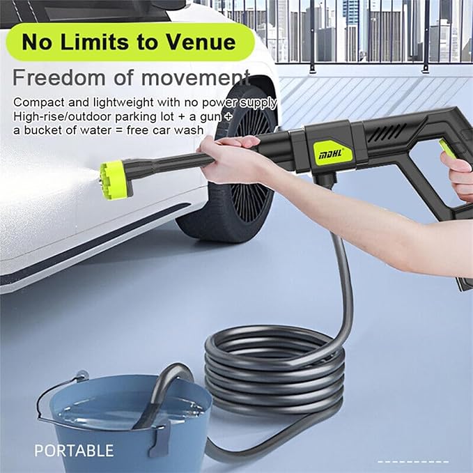 24V Cordless High Pressure Washer,Portable Power Washer with Rechargeable Battery 6-in-1 Nozzle,Handheld High-Pressure Car Washer Gun,2 Batteries,12M Long Range,Suitable for Car Washing,Farm Cleaning