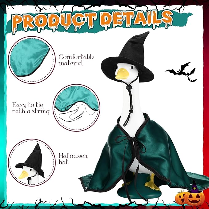 Vinsot Halloween Outdoor Porch Geese Outfit, 23" Patio Yard Porch Desk Goose Coat, Lawn Goose Accessories(Blackish Green, Velvet,Velvet)