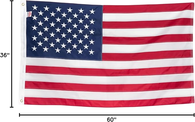 American Flag 3x5 Made in USA | Heavy Duty 400D Oxford Nylon for High Winds | Quadruple Stitched Fly End | Embroidered Stars & Sewn Stripes | Brass Grommets | U.S. Flag