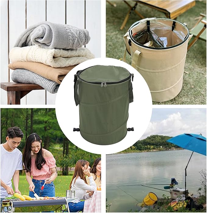 Zunate Collapsible Lawn and Leaf Bag, 24 Gallon Collapsible Trash Can, Reusable Outdoor Yard Waste Leaf Bag Garden Garbage Bin, Garden Garbage Bag with Lid, Lawn and Leaf Bags for