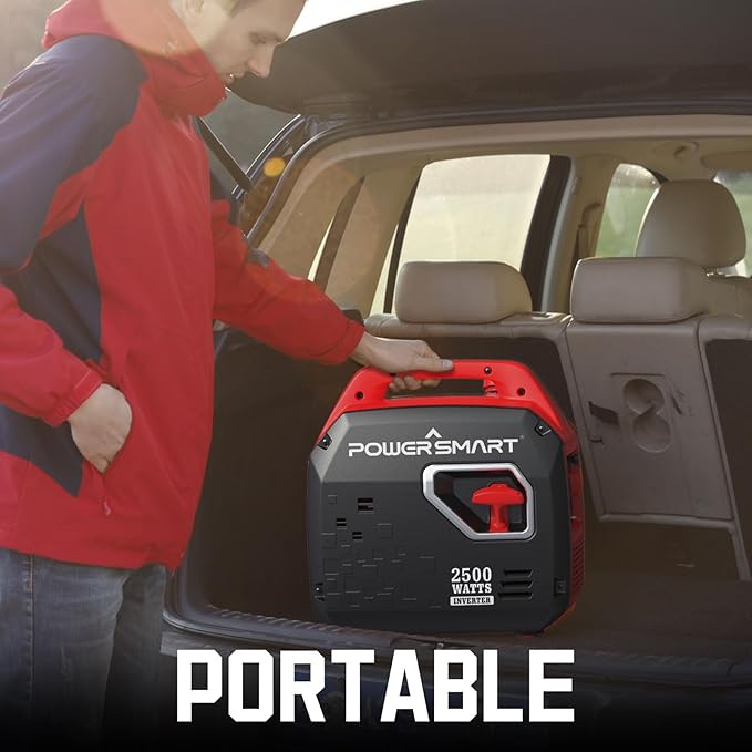 PowerSmart 2500-Watt Portable Gas Inverter Generator, Super Quiet, High Fuel-Efficient Generator, Lightweight, CARB Compliant PS5025