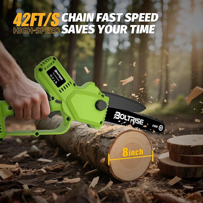 8 Inch Cordless Mini Chainsaw, 1000W Brushless Electric Chainsaw, 2000mAh Batteries & Auto Oiler Hand Held Powered Small Chain Saw, for Tree Trimming Wood Cutting Garden and Yard Work