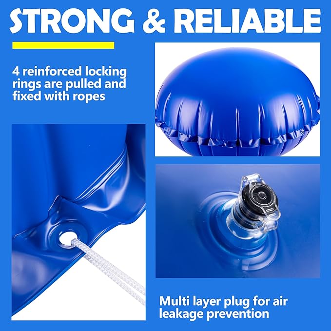 4 Pcs Pool Air Pillow for Above Ground Pools - 4 x 4 Ft Round Winter Pool Cover - Ice Equalizer - Swimming Pool Winterizing Closing Support With Ropes for Pool Covers