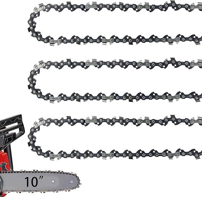10 Inch Chainsaw Chain 050" Gauge, 3/8" LP Pitch, 40 Drive Links, 10 Inch Chain Saw Chain Replacement for Sunjoe, Craftsman, Poulan, Worx, Greenwork and More- S40 (3 Chains)