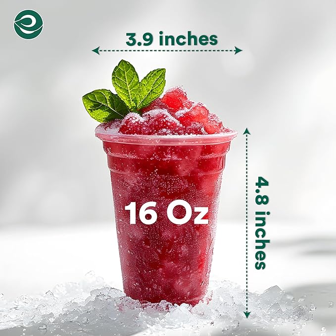 ECO SOUL 100% Compostable, Disposable Party Cups | Eco-friendly Party Cups | (100 Count, 16 oz Cold Cups)