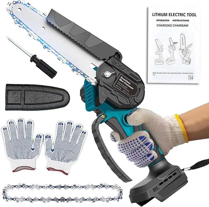 Mini Chainsaw for M-akita 18V Battery, 600 W Brushless Chainsaw Electric 6 Inches, Battery Chainsaws Hand Chainsaw for Garden Shears, Wood Cutting（No Battery）