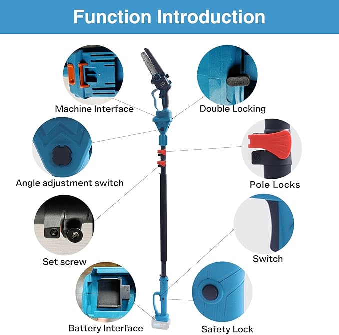 3-in-1 Pole Pruning Shears&Pole Saws for Tree Trimming,Electric Pruning Shears with 15.3ft Reach Pole,Cordless Pole Shears and Pole Saw Compatible for Jovant 20V Battery (Tools Only, No Battery)