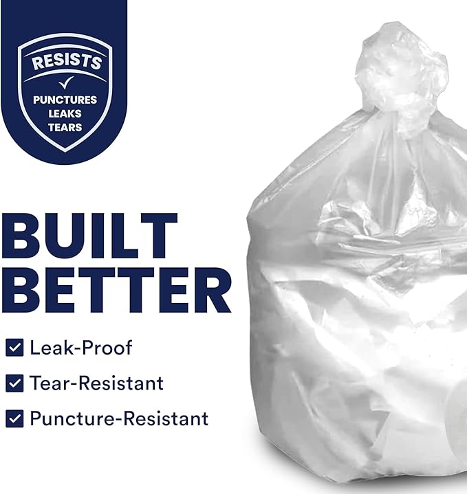 Plasticplace 55-60 Gallon Trash Bags, Heavy Duty Black Garbage Bags, 100 Count for Lawn, Yard, and Outdoor Waste Disposal, Ideal for Industrial Trash Cans, Contractors, and Home Improvement Projects