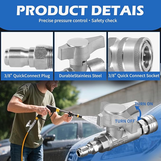 Ball Valve Pressure Washer，3/8"5000 PSI，High Pressure Ball Valve for Power Washer Hose.