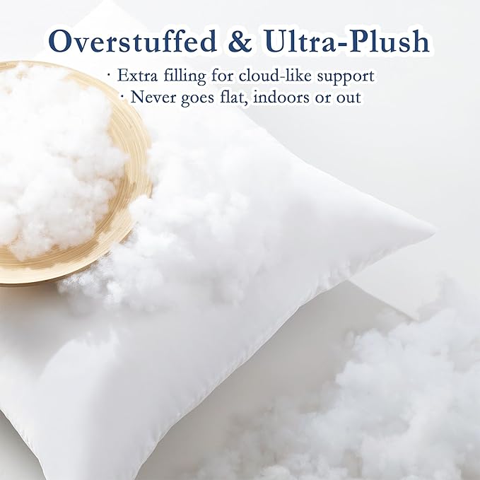 puredown® 20x20 Outdoor Pillow Inserts, Set of 2, Fluffy Soft Water-Resistant Down Alternative Square Form Sham Stuffer for Porch Swing Sofa Couch Cushion Patio Furniture
