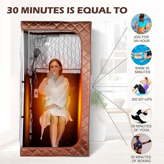 Portable Infrared Sauna for Home, Full Body Personal Saunas Tent at Home Spa with Heating Foot Pad, Remote Control & Foldable Chair for Relaxation & Detox(L 33.8" x W 33.8" x H 65.7")