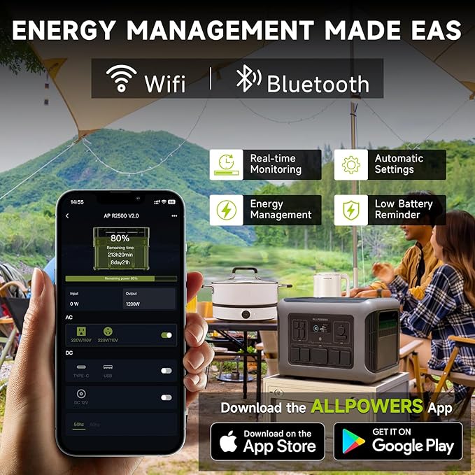 ALLPOWERS 2500W Home Backup Battery with 30A RV Output, 2016Wh LiFePO4 Portable Power Station with UPS for Home Use, Outdoor Camping, Off-Grid Emergency, Fast 1-Hr Recharge