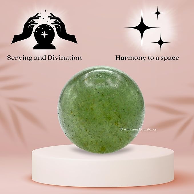Amazing Gemstone Green Aventurine Crystal Ball - 1 Inches Crystal Sphere Meditation Balls for Witchcraft and Decorative Balls - Crystals and Healing Stones Beginners Gift (Pack of 1)