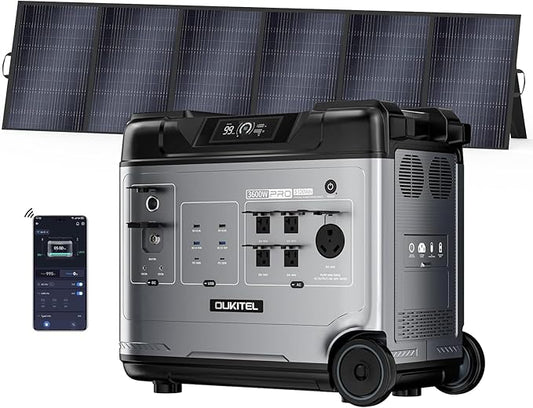 OUKITEL 5120Wh Power Station with 500W Solar Panel (2025 NEW), P5000 Pro Large Capacity Solar Generator, 5x3600W AC Output (5000W Peak), 1800W Fast Charging, 1000W MPPT Solar for Home Backup, RV