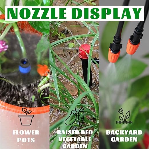 240-Ft Drip Irrigation Kit Automatic Garden Watering Plant System Kit, Greenhouse Irrigation Kit, Patio Sprinkler System for Outdoor Raised Bed Plants with 1/2in,1/4in Hose