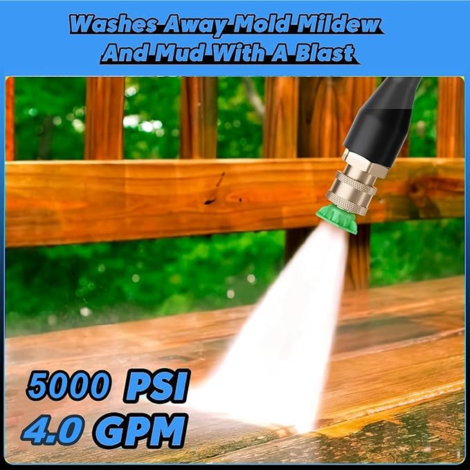 Pressure Cleaner 5000 PSI 4.0GPM Portable Power Cleaner with 4 QC Nozzles, 500ML Foam Cannon for Cars/Fences/Driveways/Home/Patios Cleaning, Green
