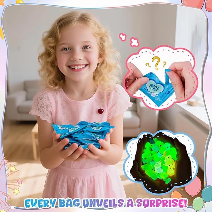 100PCS Mystery Bag Mini Resin Animals,Mini Glow in The Dark Animal Resin Models,Mystery Resin Animals Blind Bag Small Luminous Farm Ocean Figures Collectible Mini Animals,Random Design