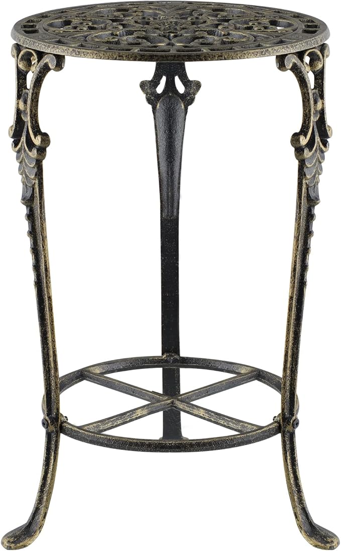 MDLUU Cast Iron Potted Plant Stand 18.8 Inch Tall, 2-Tier Planter Rack, Heavy Duty Flower Pot Holder for Living Room, Bedroom, Kitchen (Bronze)