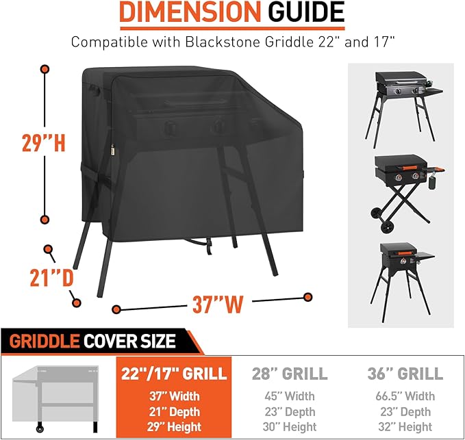 Arcedo Griddle Cover Compatible for Blackstone 22 Inch 17 Inch with Hood and Stand, Heavy Duty Waterproof Outdoor BBQ Grill Cover Windproof Rip-Proof Griddle Accessories