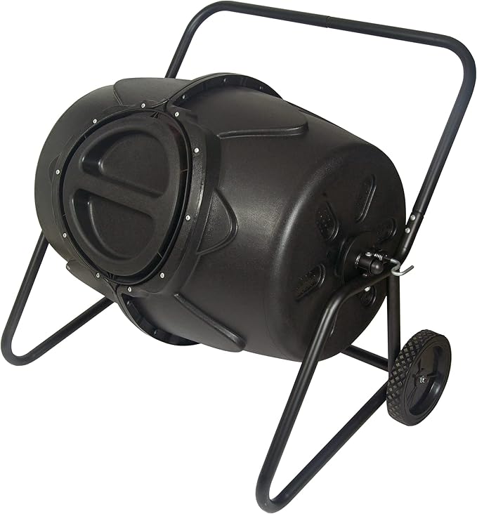 Koolscapes Wheeled Tumbling Composter – 50-Gallon Portable Eco-Friendly Rotating Bin BPA-Free Recycled Plastic with Sturdy Steel Frame & Twist-Lock Lid for Year-Round Composting