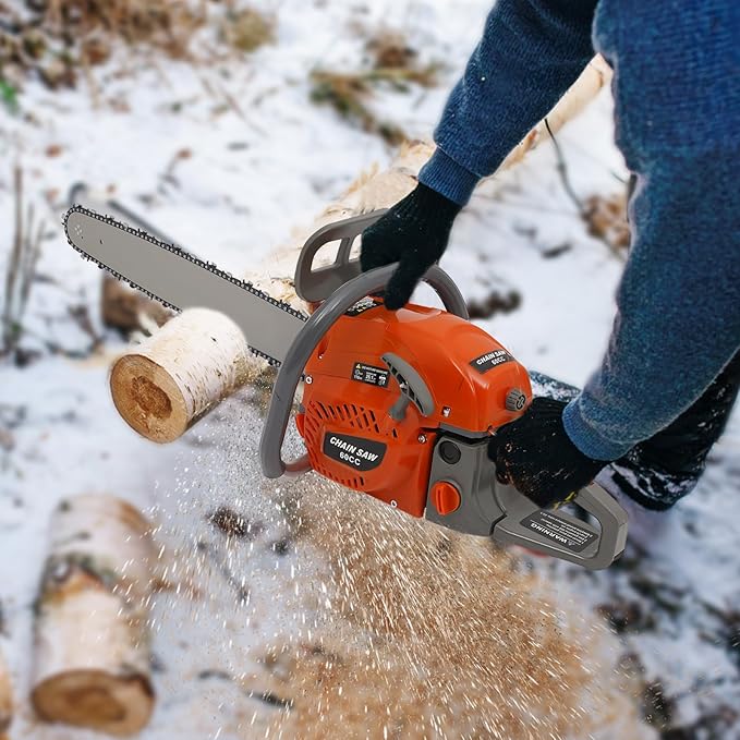 22 Inch Gas Chainsaw 60CC 2.8KW Petrol Chainsaws 2-Stroke Engine Chainsaw Chain Saw Set for Cutting Wood Outdoor Home Farm Us (Orange)