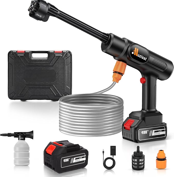 Cordless Pressure Washer, 900PSI Portable Power Washer, hidrolavadora portatil, 3.0Ah Battery Powered Pressure Washer with 6-in-1 Nozzle, Handheld Pressure Car Washer for Car/Yard/Garden