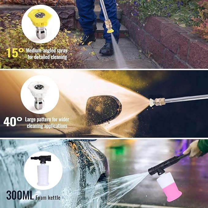 Electric Pressure Washer, 1800PSI 1.6GPM Portable Power Washer with 20FT Hose & 35FT Power Cord, Two Nozzles, 0.4L Soap Bottle for Car Driveways Patio Garden