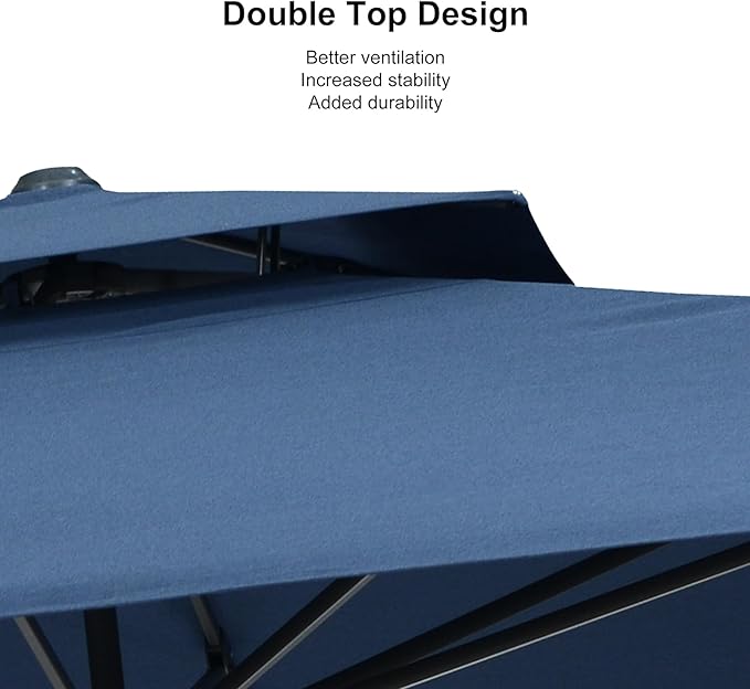 PURPLE LEAF 10' x 13' Cantilever Patio Umbrella Outdoor Umbrella with 330lbs Base Large Rectangular Windproof Offset Umbrella for Pool Deck Garden, Ocean Slate