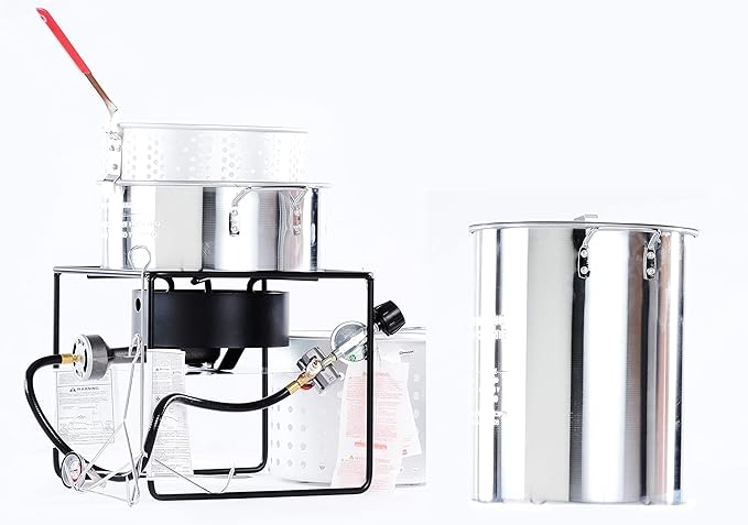 King Kooker Propane Outdoor Fry Boil Package with 2 Pots, silver, one size (12RTFBF3)