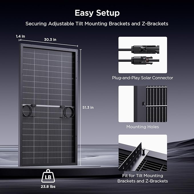 N-Type 16BB 200W Bifacial Solar Panel, 200 Watt Solar Panel 12V, 25% High Efficiency Monocrystalline PV Module for RV Camper Marine Home Rooftop Power Station Off-Grid Systems (1 Pack 200W)