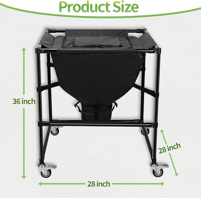 Urban Composting Bag 160L, Layered Harvest Design, Heavy-Duty Casters, All-Metal Frame + Oxford Fabric, Fertilizer Collection, Breathable Lid for Home, Garage, Basement, Kitchen