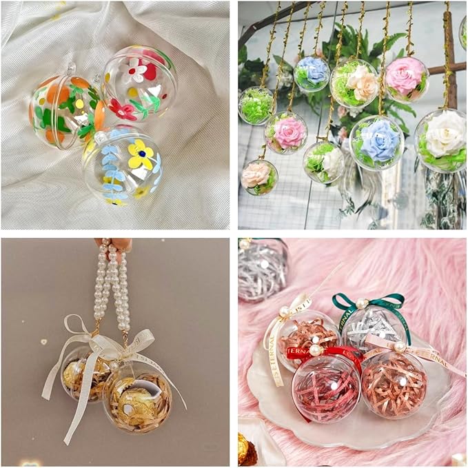Acrylic Hollow Ball, Clear Plastic Fillable Ornaments Ball, DIY Clear Plastic Balls for New Years Present,Xmas Tree,Home Decoration,Wedding,Party (8cm/3.15inch，10pcs)